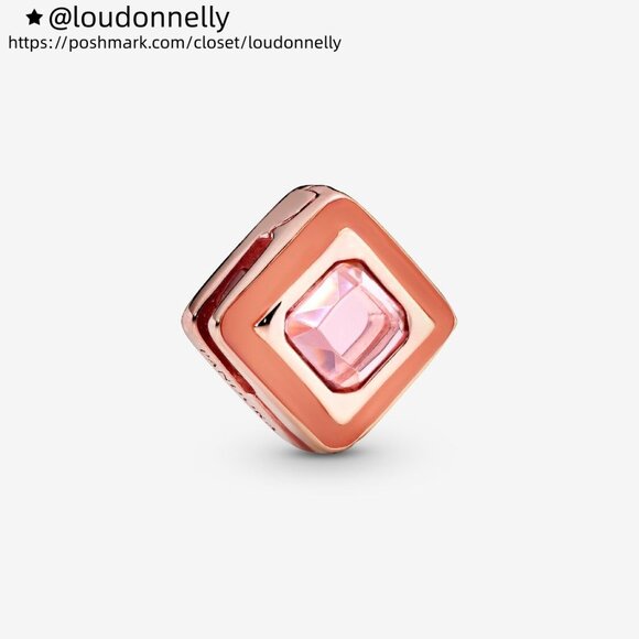 Pandora Pink Square Clip Charm - Picture 1 of 4